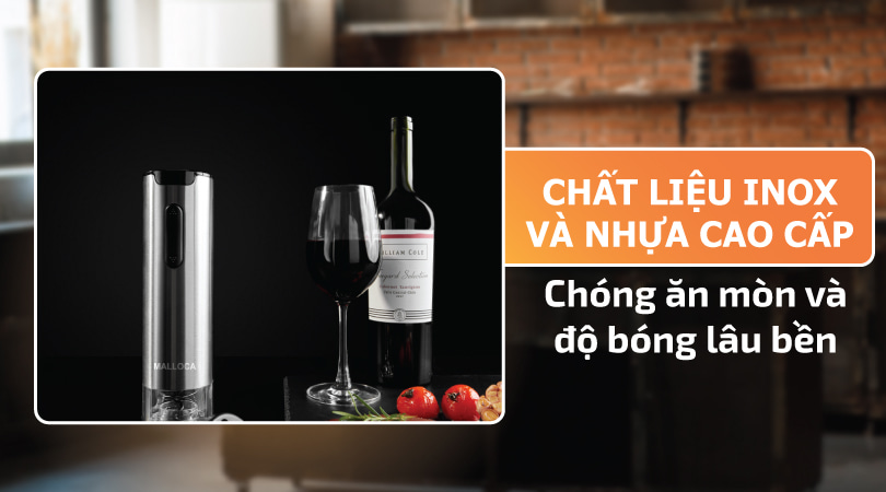 Bộ dụng cụ khui rượu Malloca MWO-KP3 - Chất liệu Inox và nhựa